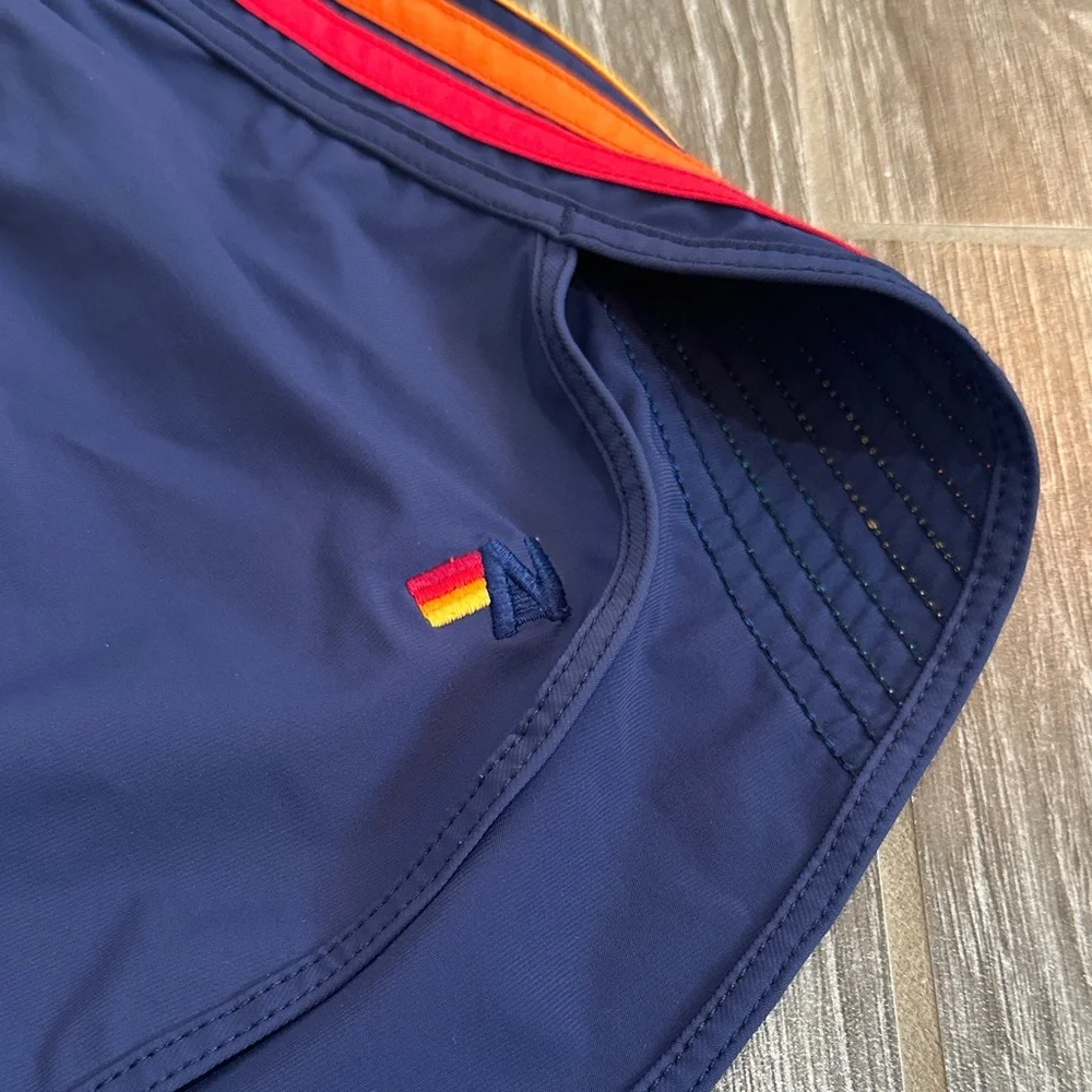 Women's aviator nation Navy board Shorts swim Rainbow 5 Stripe size medium EUC - Picture 2 of 4